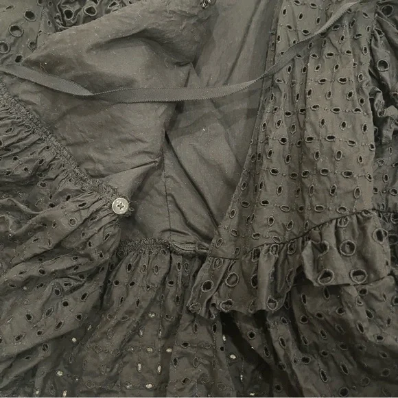 Black Eyelet Ruffle Wrap Top by J Crew - Picture 6 of 9